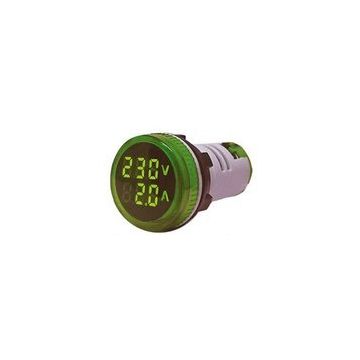 Piloto voltímetro y amperímetro digital 22,5 ip67 48-500vca verde