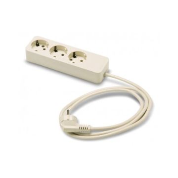 Base triple con prolongador y toma tierra lateral 16a blanco