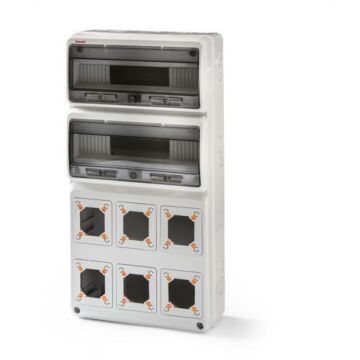 Caja envolvente pretroquelada 32 módulos para 6 mecanismos ip65