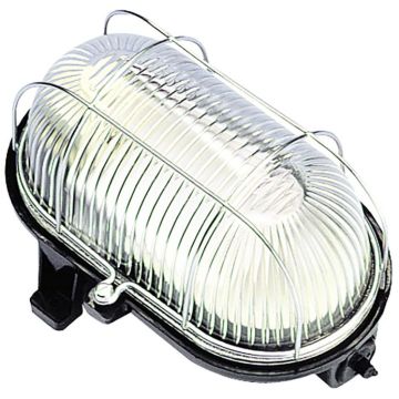 Aplique oval 60w rejilla metálica negro