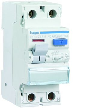 Interruptor diferencial tipo-ac 2p 40a 30ma posición del neutro derecha