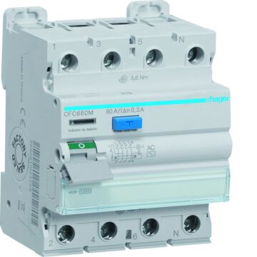 Interruptor diferencial tipo ac 4p 80a 300ma