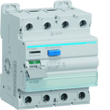 Interruptor diferencial tipo ac 4p 125a 300ma