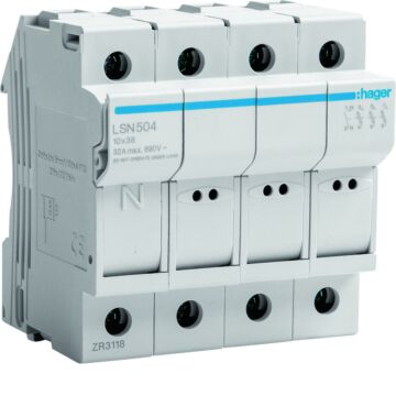 Portafusible seccionable tipo l38 3p+n 32a 690v