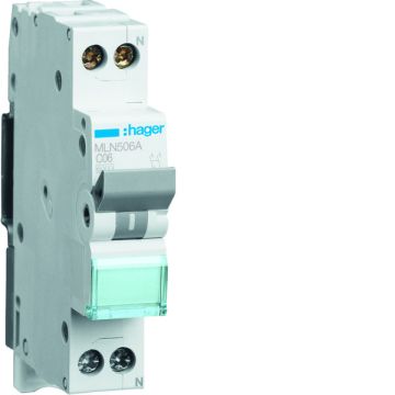 Interruptor automático 1p+n 6a curva-c 6ka 1 módulo