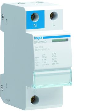 Limitador sobretensión monobloc 1p+n 15ka clase ii