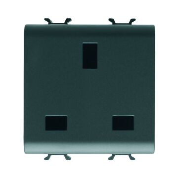 Base norma británica 250 vca - 2p+t 13a 2 módulos - negro satinado - chorusmart