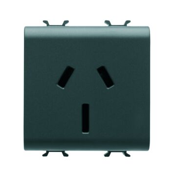 Base norma australiana 250 vca - 2p+t 15a - 2 módulos - negro satinado - chorusmart