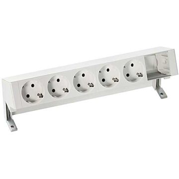 Kit sobre mesa, 5 schuko, 1 hueco, bl