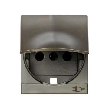 Tapa articulada con dispositivo de seguridad para base de enchufe bipolar con toma de tierra lateral schuko cava mate simon 82 centralizaciones