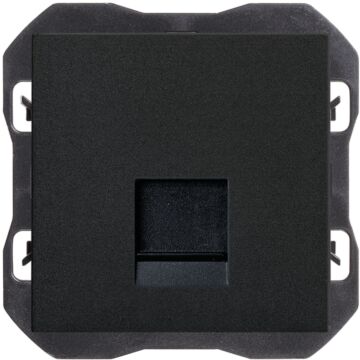 Tapa de voz y datos plana con guardapolvo para 1 conector rj45 negro mate simon 270