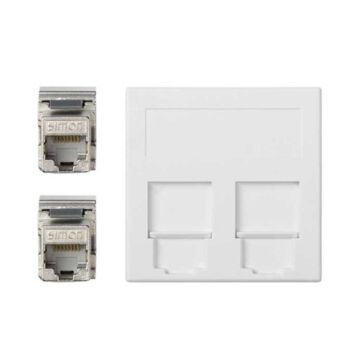 Placa v&d plana cg+2 rj45 cat.6a ftp bl.