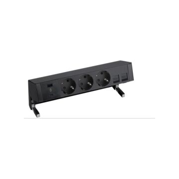 Kit completo con cargador usb a+c 18w quickcharge, 3 schukos y placa para 2 conectores rj45 negro s400 top