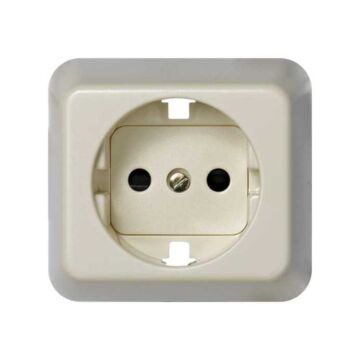 Tapa enchufe bipolar, con toma de tierra lateral schuko y dispositivo de seguridad, marfil simon 73