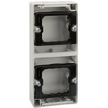 Caja de superficie estanca para 3 elementos vertical gris simon aqua