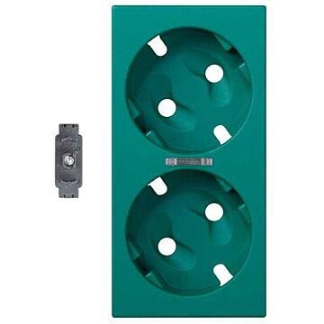 Tapa doble schuko con led indic. verde