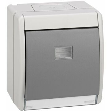 Conmutador monobloc ip55 10ax 250v~ con sistema de embornamiento rápido gris simon aqua