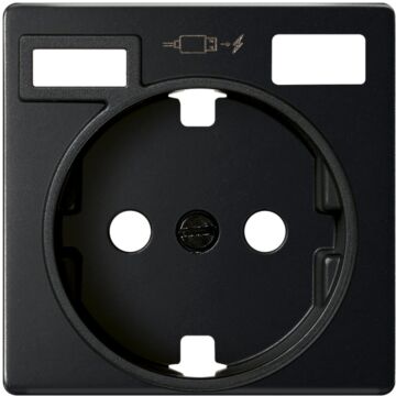 Tapa para la base de enchufe schuko con 2 cargadores usb a + c 10,5w negro mate simon 82 concept