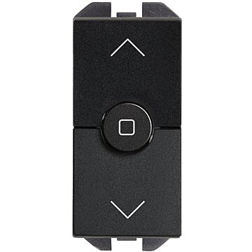 Interruptor para persianas 230v~ de tecla estrecha con 3 posiciones: subida, bajada y paro negro mate simon 270
