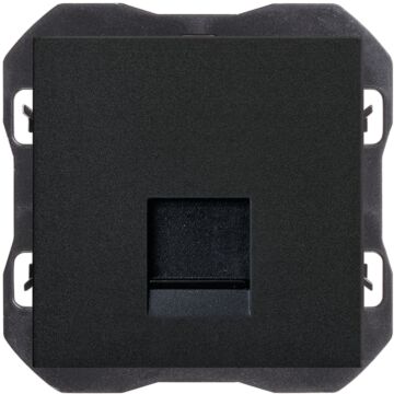 Tapa de voz y datos plana con guardapolvo para 1 conector rj45 negro mate simon 270
