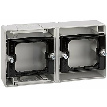 Caja de superficie estanca para 2 elementos horizontal gris simon aqua
