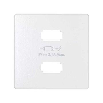 Placa cargador simon 82 2xusb 5v dc 2.1 tipo a blanco mate