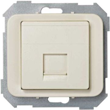 Placa de voz y datos plana con guardapolvo para 1 conector rj45 amp® marfil simon 75