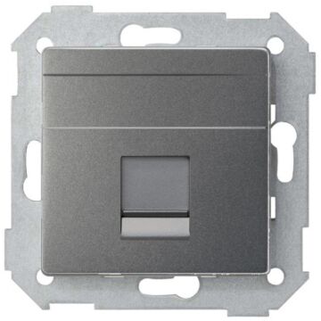 Placa de voz y datos plana con guardapolvo para conector rj45 titanio simon 82 concept