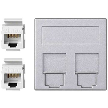 Placa v&d plana cg+2 rj45 cat.6 utp al.