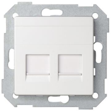 Placa de voz y datos plana con guardapolvo para 2 conectores rj45 amp® blanco simon 82