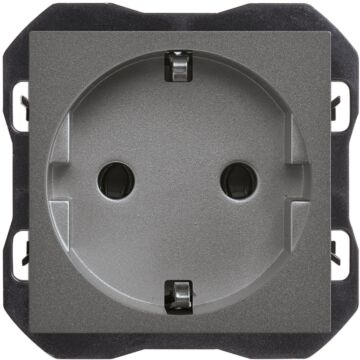 Base de enchufe schuko 16a 250 v~ con sistema de embornamiento a tornillo titanio simon 270