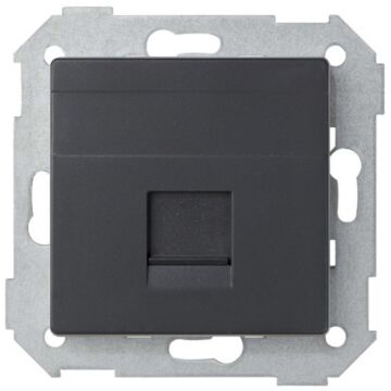 Placa de voz y datos plana con guardapolvo para 1 conector rj45 amp® grafito simon 82