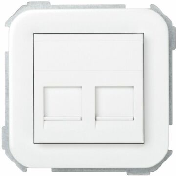 Placa de voz y datos plana con guardapolvo para 2 conectores rj45 amp blanco simon 31