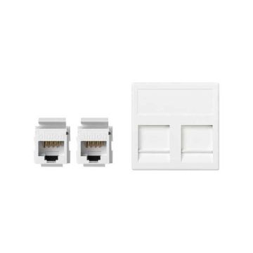 Placa v&d plana cg+2 rj45 cat.6 utp bl.