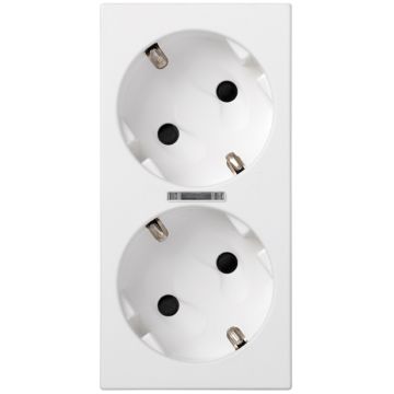 Base doble schuko a tornillo con led bl