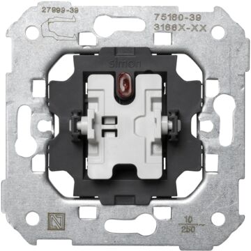 Pulsador 10 a 250v~ con luminoso incorporado y sistema de embornamiento rápido simon 75