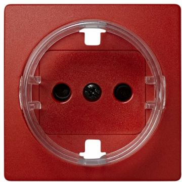 Tapa base schuko con obturador (rojo)