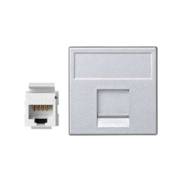 Placa v&d plana cg+1 rj45 cat.5e utp al.