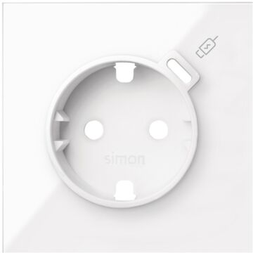 Tapa para base schuko con cargador usb c blanco brillante simon 100