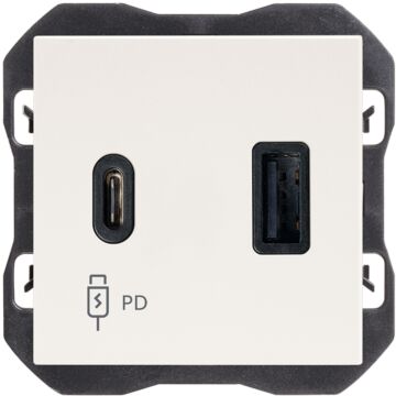 Cargador usb doble a+c 30w power delivery blanco mate simon 270