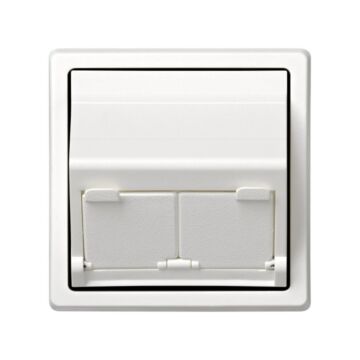 Placa de voz y datos inclinada con guardapolvo para 2 conectores rj45 y 2 conectores rj-11/12 blanco simon 73 loft