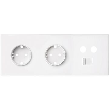 Kit front para 3 elementos con 2 bases de enchufe schuko y 1 toma r-tv+sat única con 1 conector rj45 blanco mate simon 100