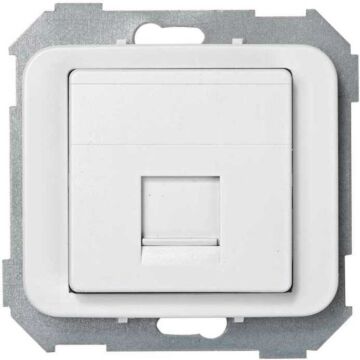 Placa de voz y datos plana con guardapolvo para 1 conector rj45 amp® blanco simon 75