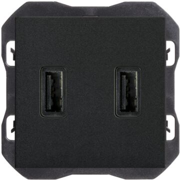 Cargador usb doble 3,1a con smartcharge tipo a negro mate simon 270