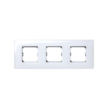 Marco para 3 elementos blanco brillante sin garras y con bastidor simon 27 neos