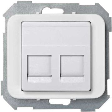 Placa de voz y datos plana con guardapolvo para 2 conectores rj45 amp® blanco simon 75