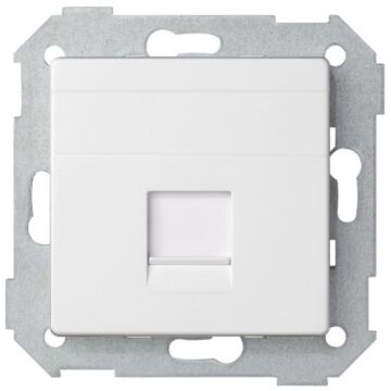 Placa de voz y datos plana con guardapolvo para 1 conector rj45 amp® blanco simon 82