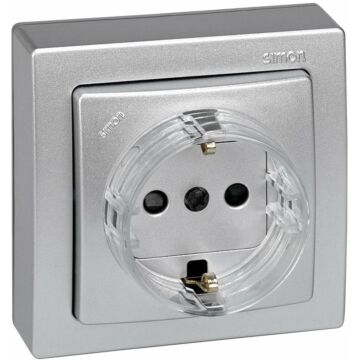 Base de enchufe schuko monobloc 16 a 250v~ con dispositivo seguridad y embornamiento a tornillo aluminio simon 73 loft
