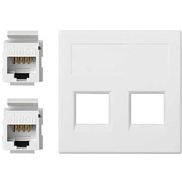 Placa v&d plana sg+2 rj45 cat.6 utp bl.