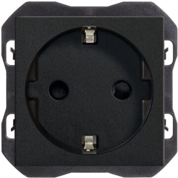 Base de enchufe schuko 16a 250 v~ con sistema de embornamiento a tornillo negro mate simon 270